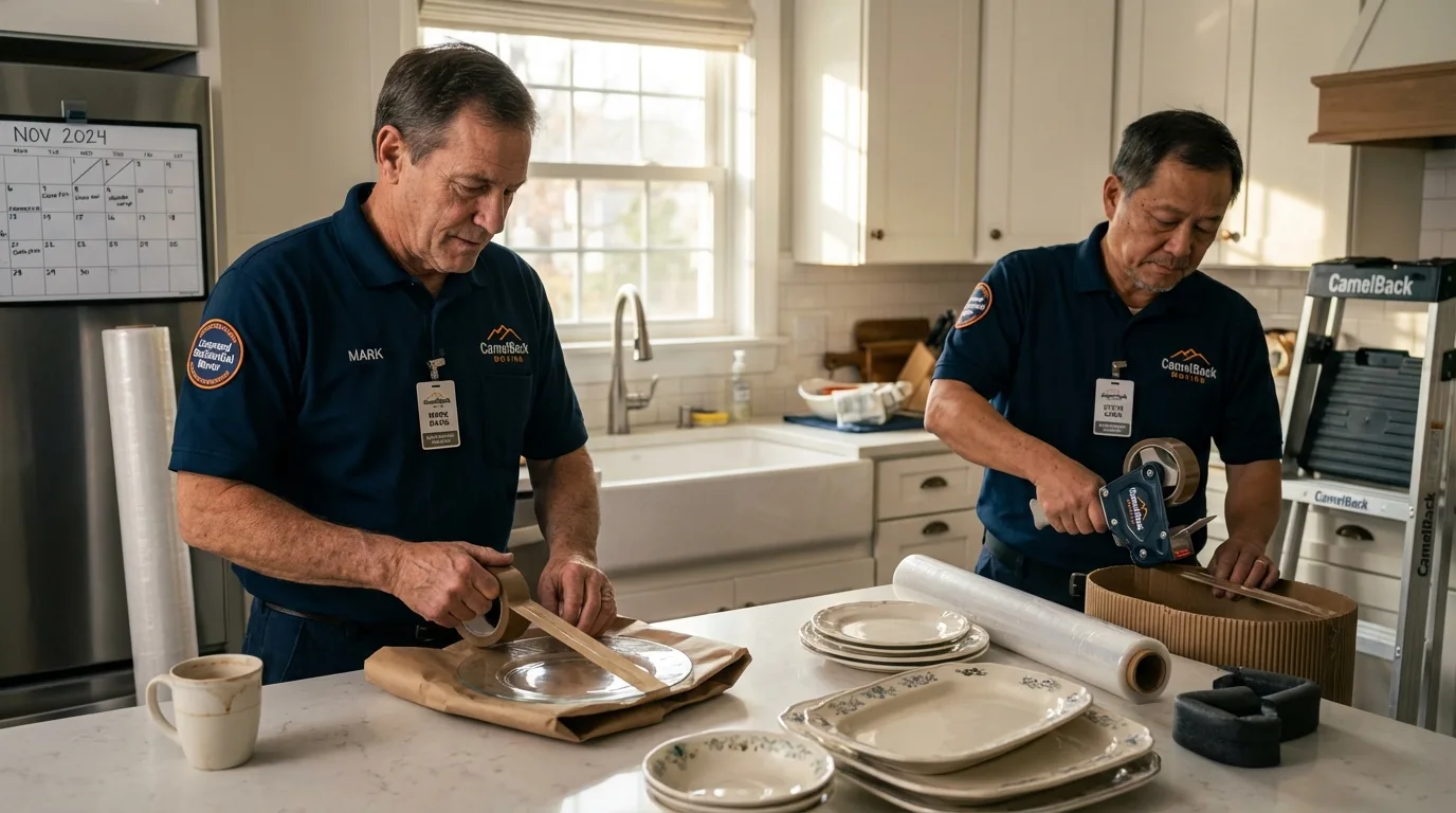 Professional crew packing kitchen dishware in Lake City, AR